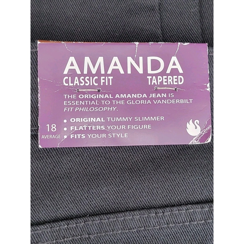 NWT Gloria Vanderbilt Amanda Jeans Womens Size 18 Black Classic Tapered - Picture 8 of 8